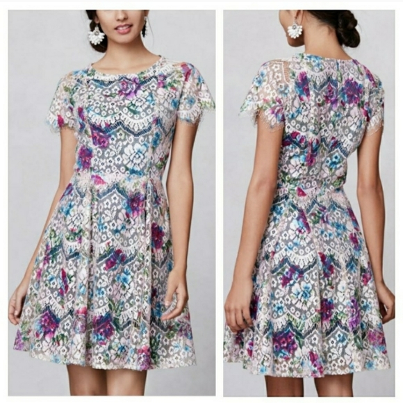 Anthropologie Dresses & Skirts - Anthropologie Hunter Dixon Laceprint Flaired Dress